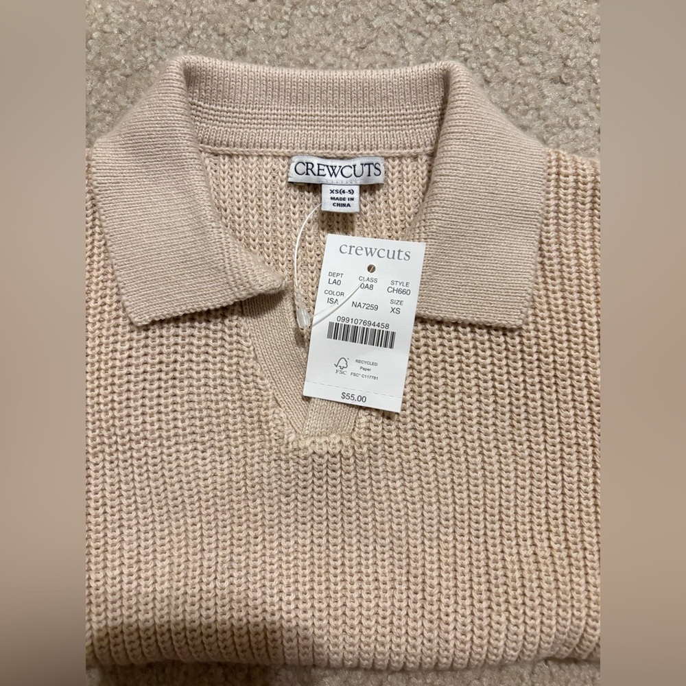 NWT Crewcuts Kids' short-sleeve johnny-collar sweater-polo,size 4-5 - Picture 3 of 4